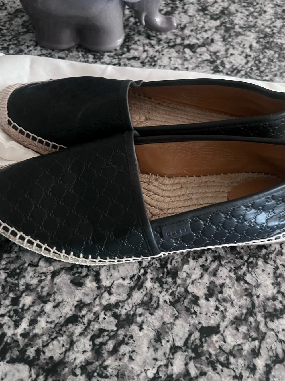 Gucci Black Leather Espadrille Slip-Ons with Braided Trim - Picture 9 of 9